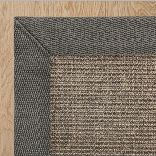Heavy Ribbed Granite Sisal with 2 Inch Smokey Grey Linen Border 2.4(L) x 1.7(W)